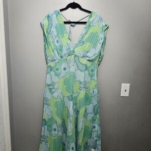ASOS Mint & Light Blue Floral Midi Dress Size 12 New Without Tags